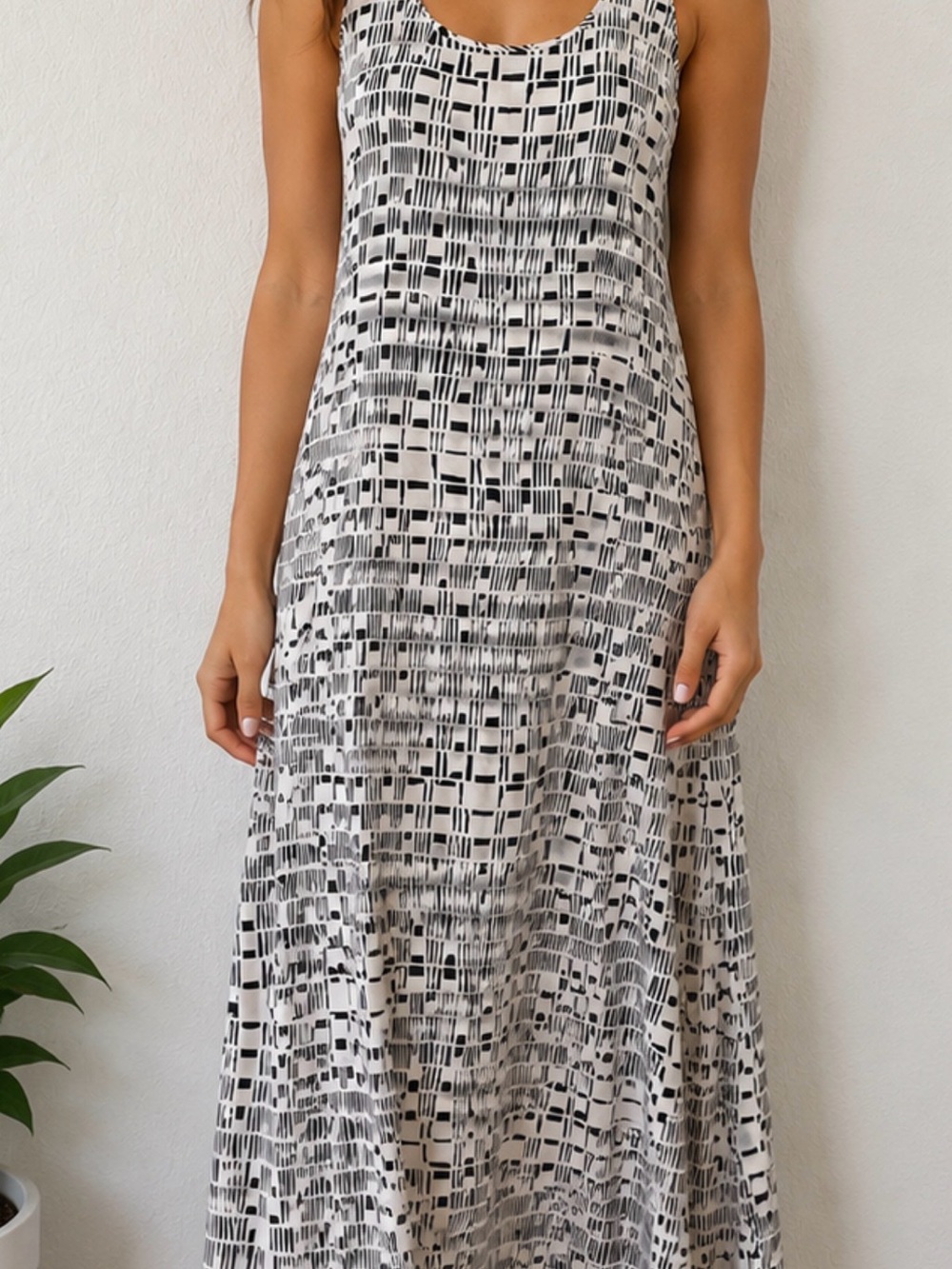 Theory Black & White Printed Maxi Dress